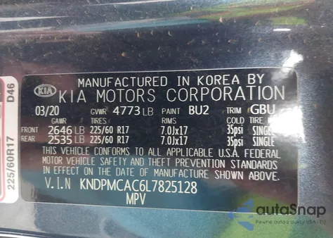 2020 Kia Sportage Lx z USA, uszkodzony, nr VIN KNDPMCAC6L7825128